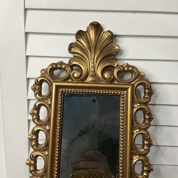Vintage HOMCO Hollywood Regency Smoke Mirror Gold Wall Sconce w/ org holder - Picture 3 of 5